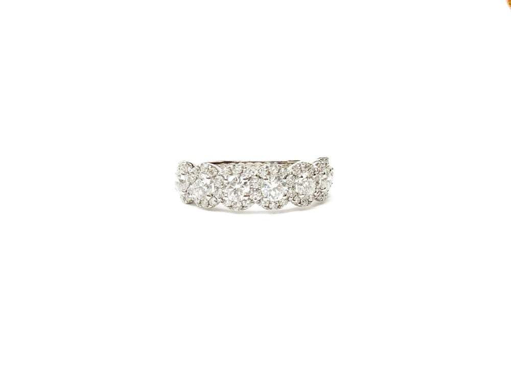 14K White Gold Round ~1.50 Ctw Diamond Halo Band Provident Jewelery