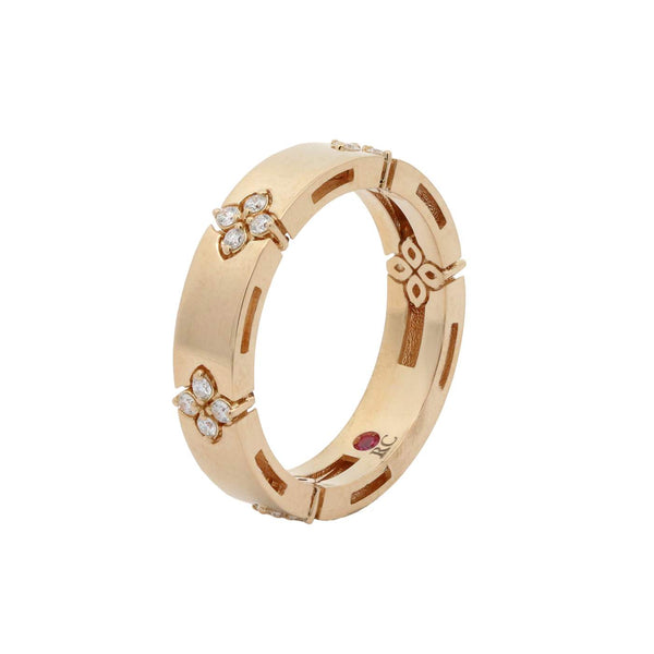 Roberto Coin 18K Yellow Gold Love In Verona Narrow ~0.15ctw Diamond Accent Ring