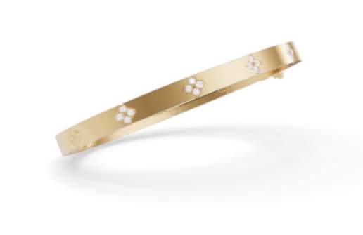 Roberto Coin 18K Yellow Gold ~.15ctw Diamond Love in Verona Bangle Bracelet