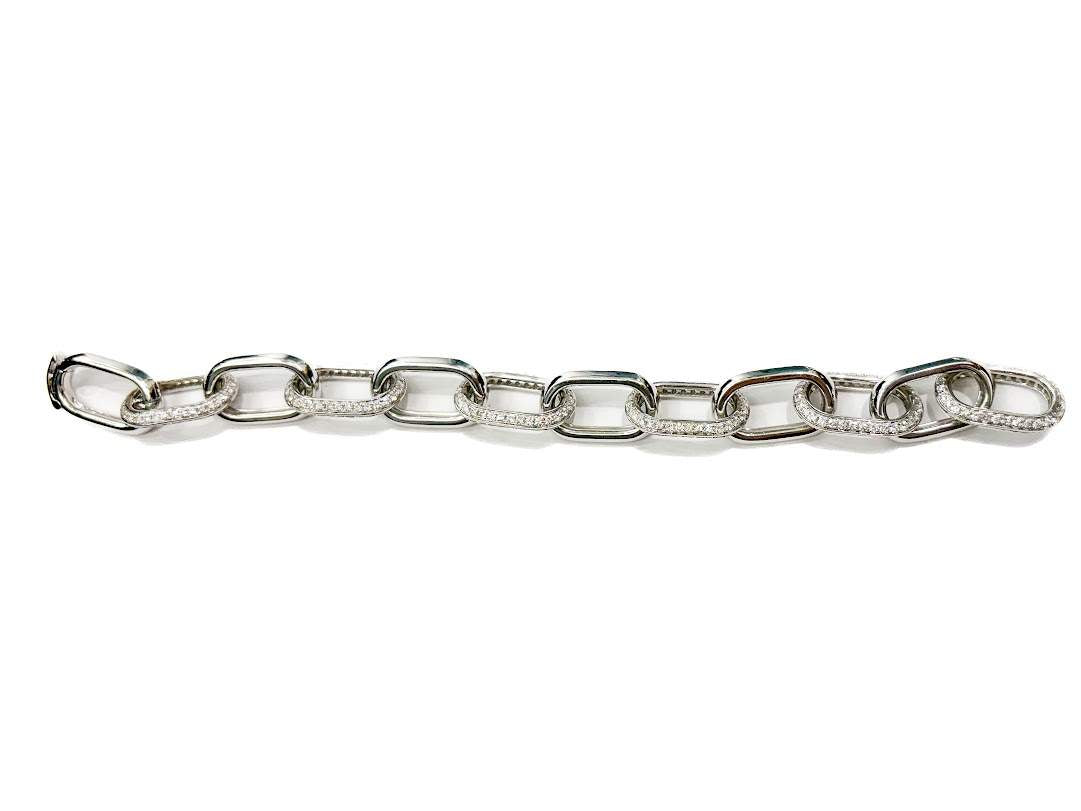 18kt White Gold 6.30ct Diamond Chain Link Bracelet