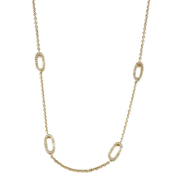 18kt Yellow Gold 2.00ct Diamond Oval Station Necklace