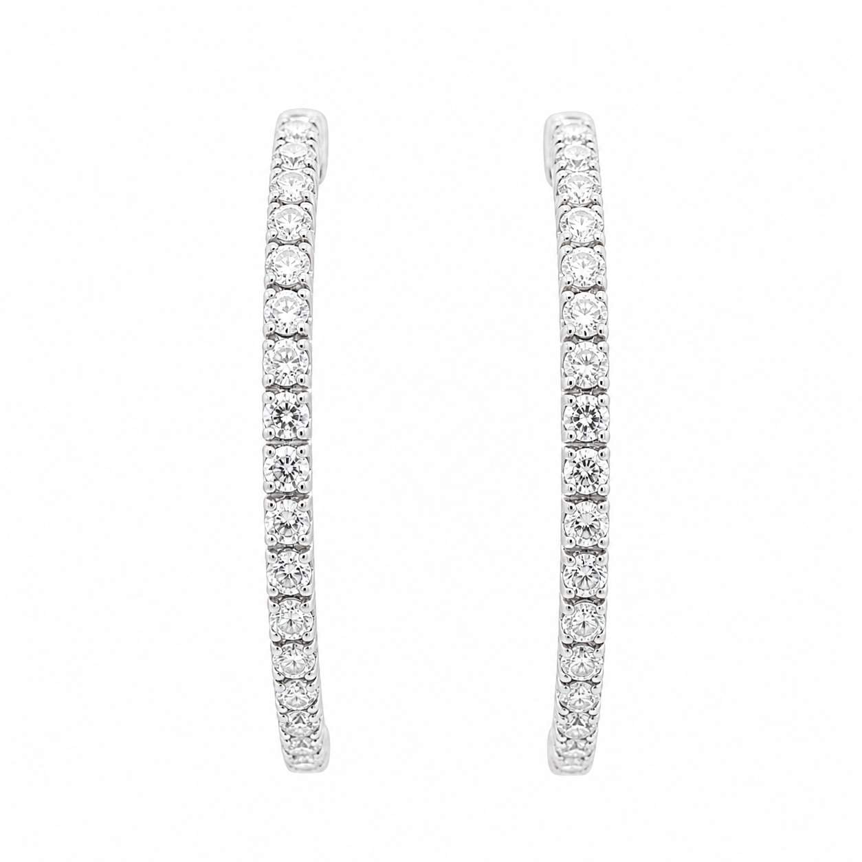 14kt White Gold 3.50ct Inside-Out Diamond Hoop Earrings
