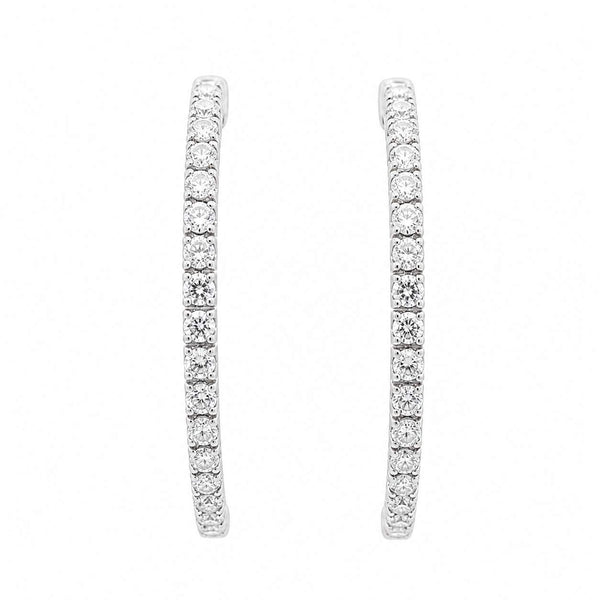 14kt White Gold 3.50ct Inside-Out Diamond Hoop Earrings