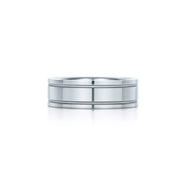Pre-Owned Tiffany & Co. Platinum "Tiffany Together"  6mm Flat Double Milgrain Wedding Band