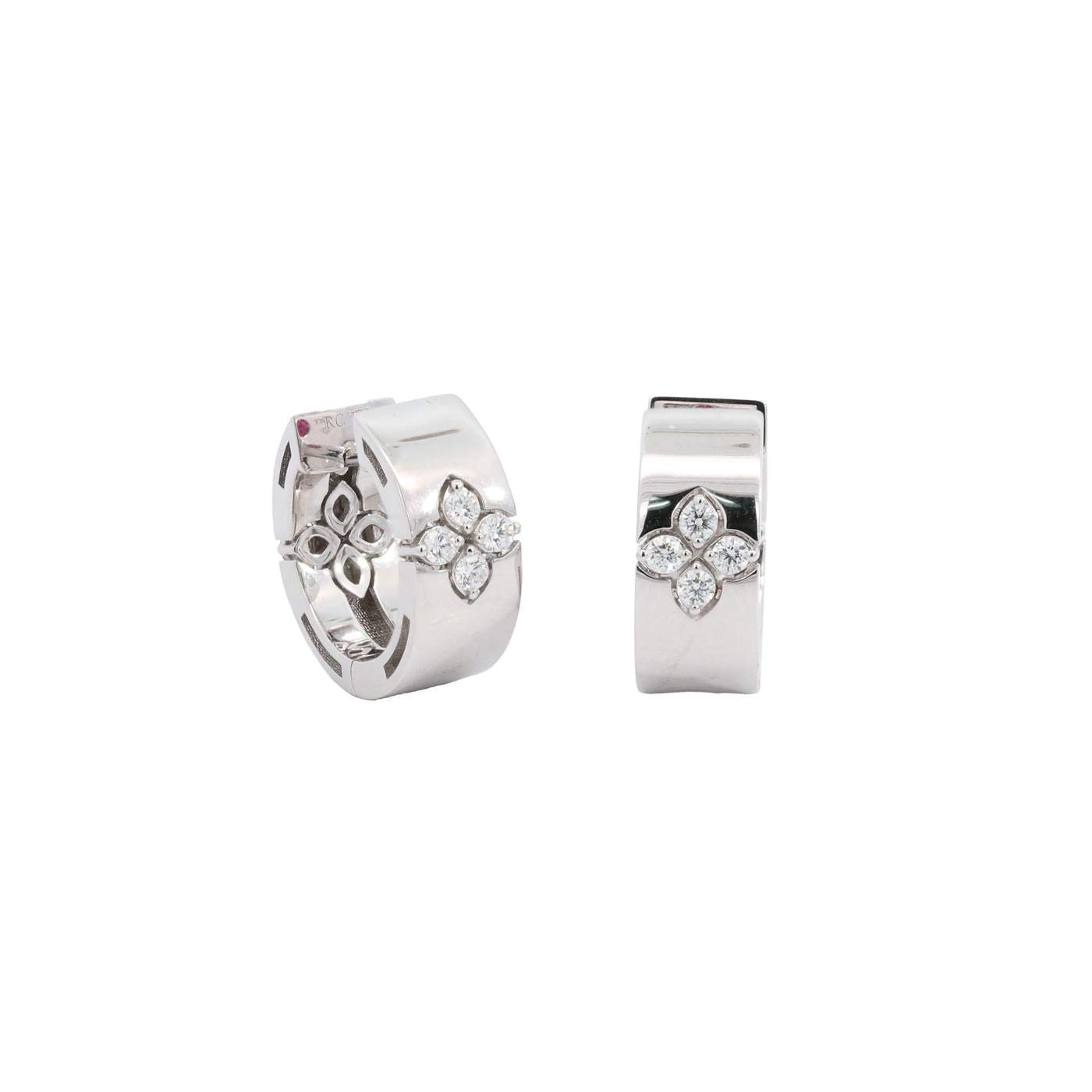 Roberto Coin 18kt White Gold Love in Verona Diamond Hoop Earrings
