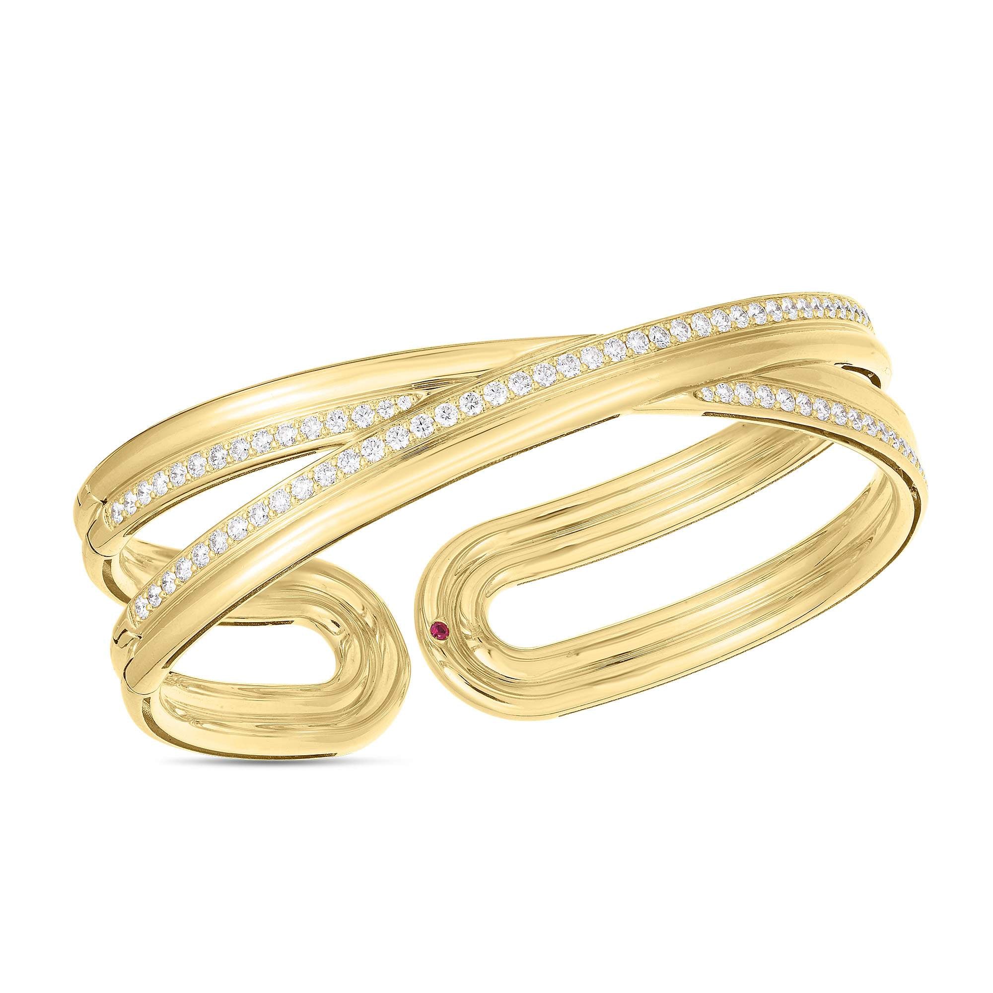 Roberto Coin 18kt Yellow Gold Cialoma Diamond Crossover Bangle