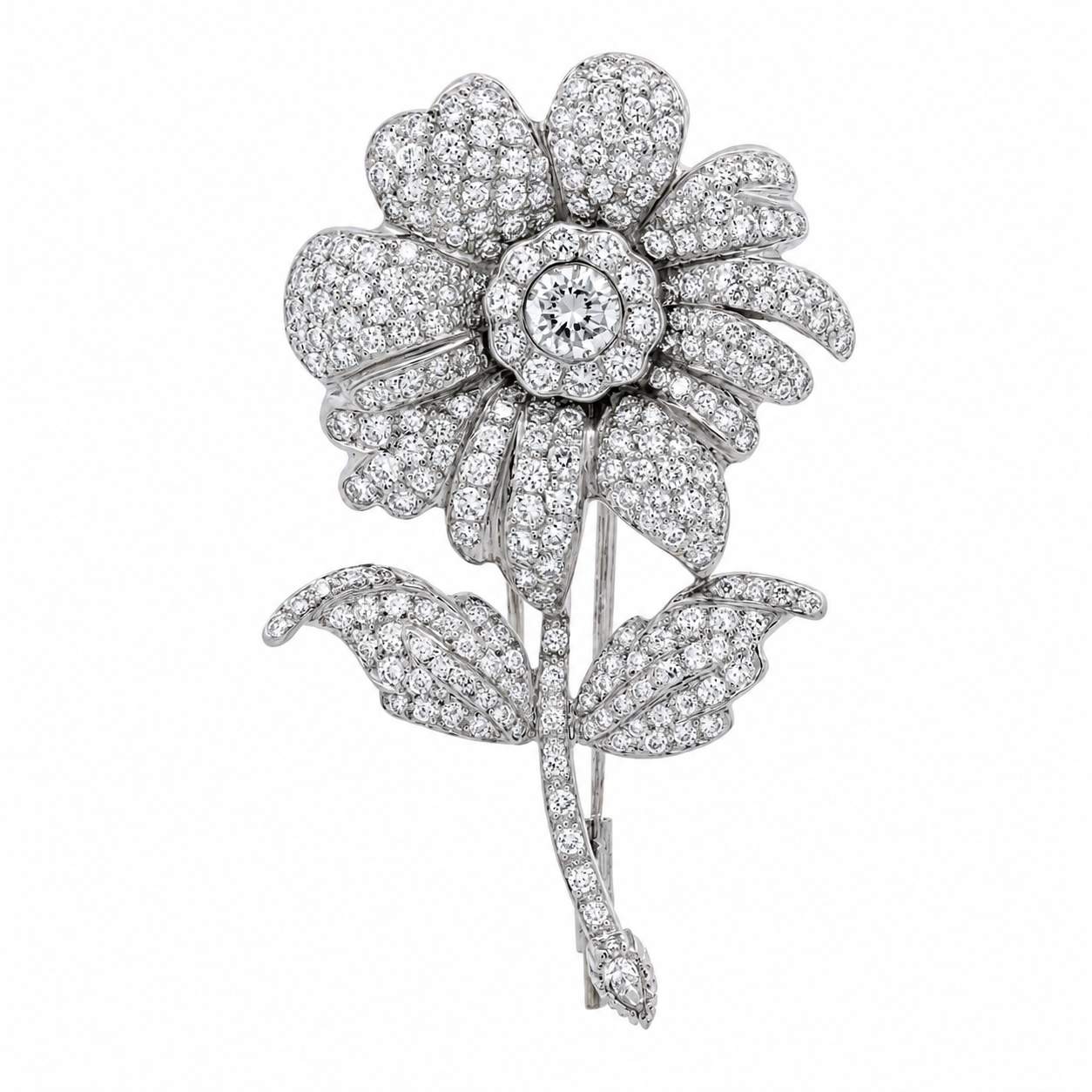 18K Diamond Flower Pin
