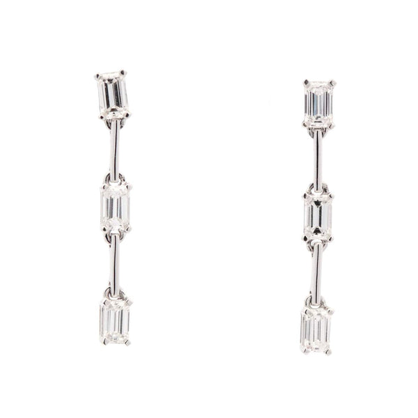 18kt White Gold 0.72ct Emerald-Cut Diamond Drop Earrings