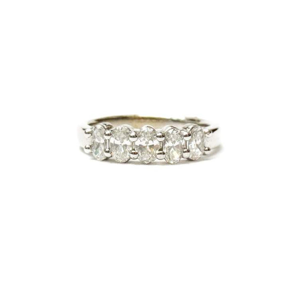 14kt White Gold 0.76ct Five Oval Diamond Band