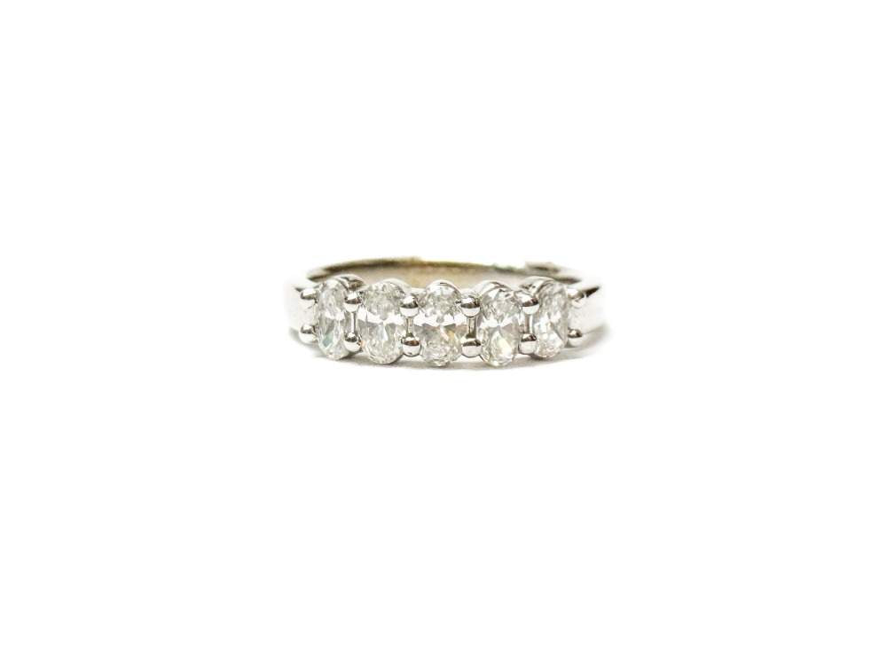14kt White Gold 0.76ct Five Oval Diamond Band