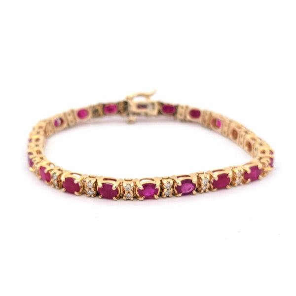 14kt Yellow Gold Ruby & Diamond Line Bracelet