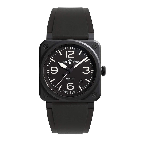 Bell & Ross Auto Black Mat  Ceramic Case Black Dial On Black Rubber Strap Provident Jewelery