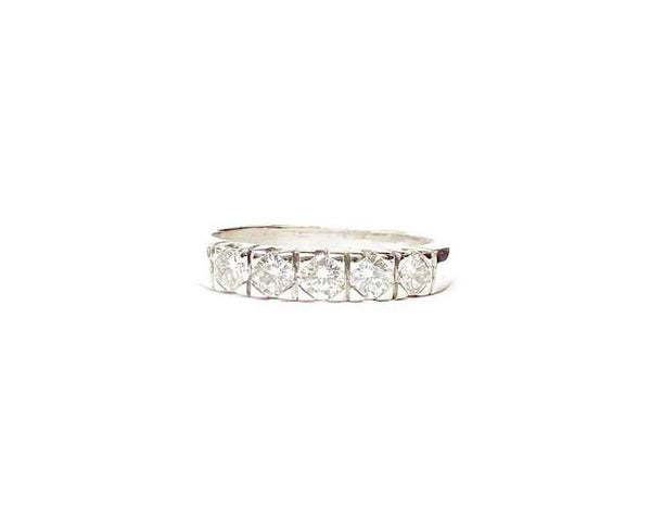 18K White Gold Diamond 5 Stone Band