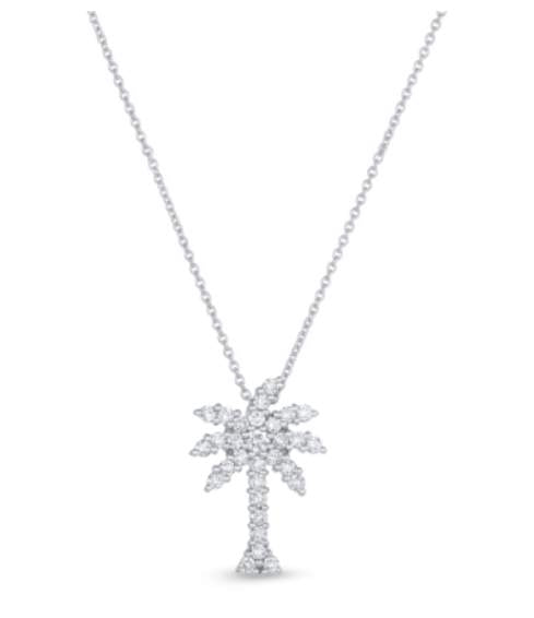 Roberto Coin 18K White Gold Tiny Treasures Large ~0.54ctw Diamond Palm Tree Necklace