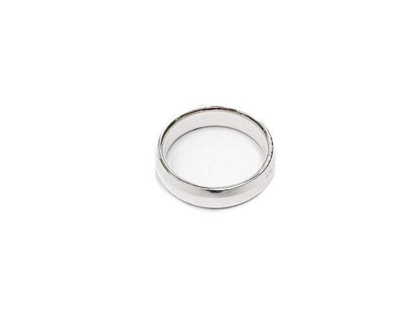 14K White Gold Flat With Beveled Edges Comfort Fit Band 6mm, Size 10,