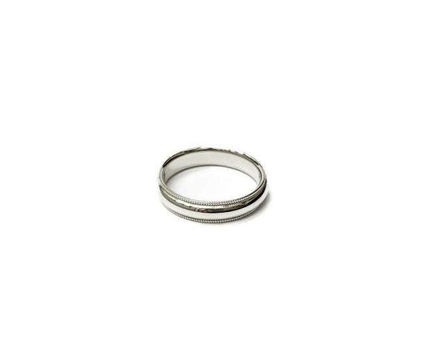 14K White Gold Milgrain 4mm Rounded Comfort Band (Size 6