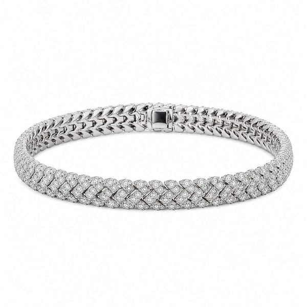 18K White Gold  ~7.50 Ctw Diamond 5 Row 7" Bracelet