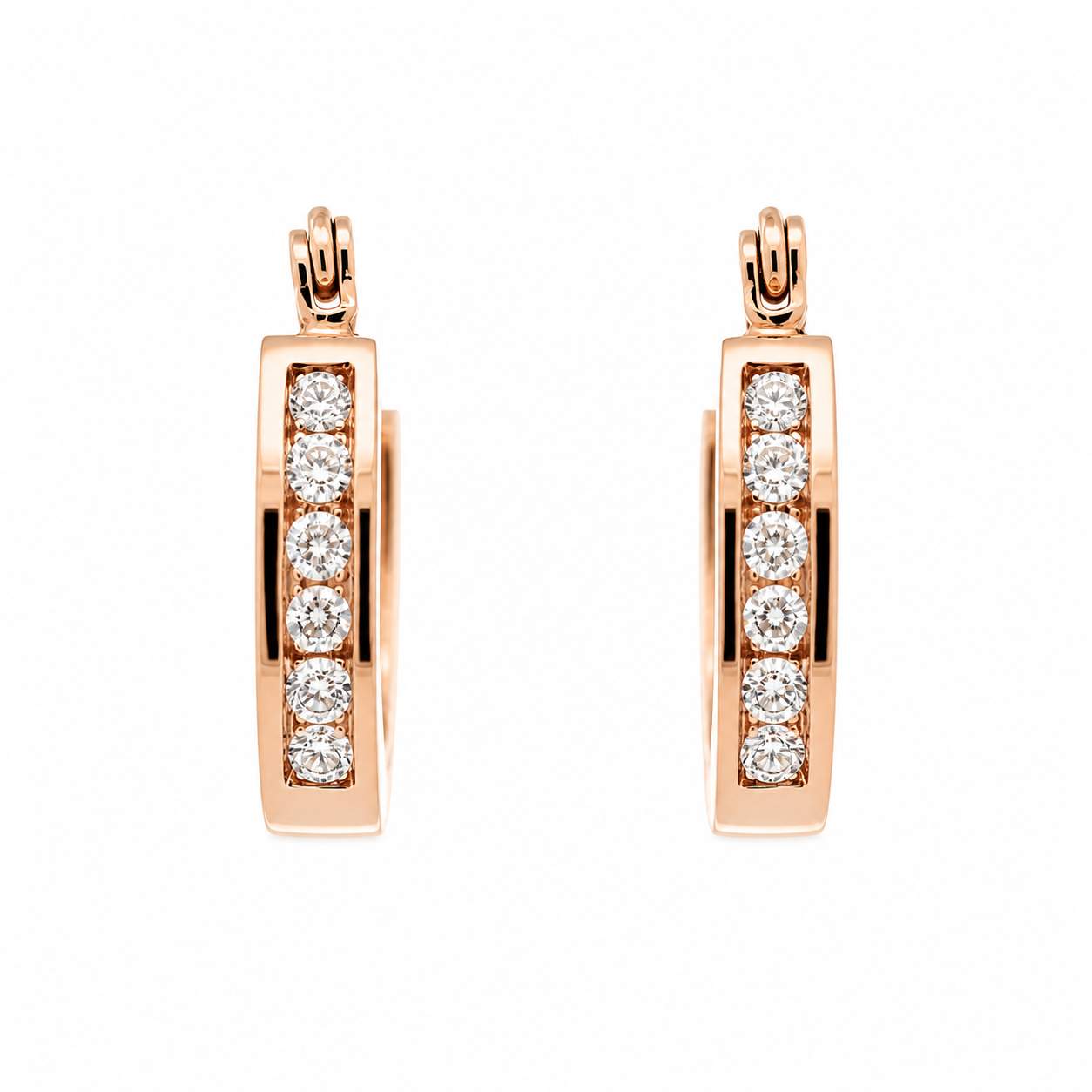 14K Yellow  Gold ~0.18 Ctw Diamond Hoop Earrings