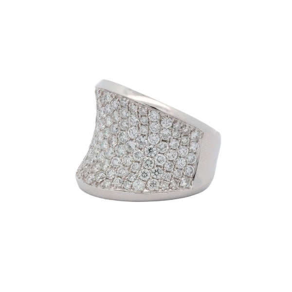 18K White Gold 3.00ctw Diamond Concave Pave Diamond Ring,