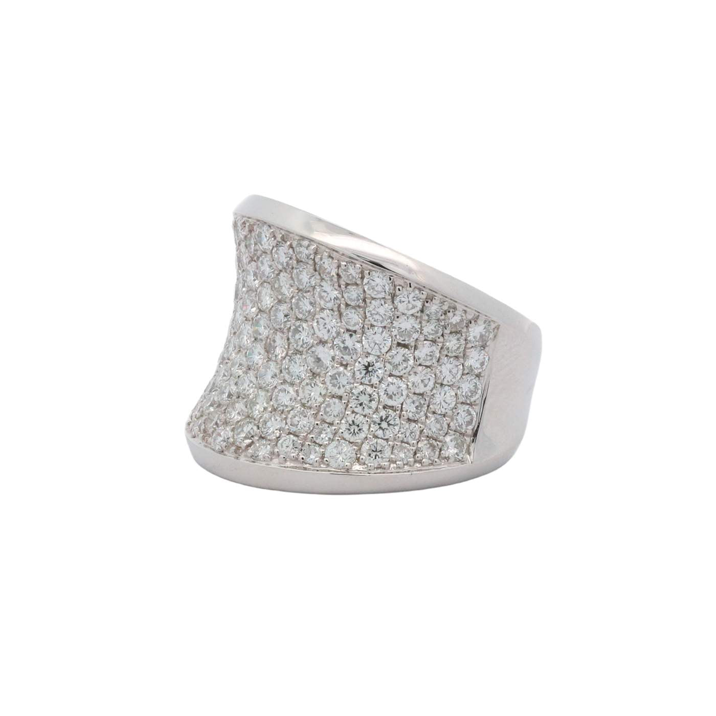 18kt White Gold 3.00ct Pavé Diamond Concave Ring