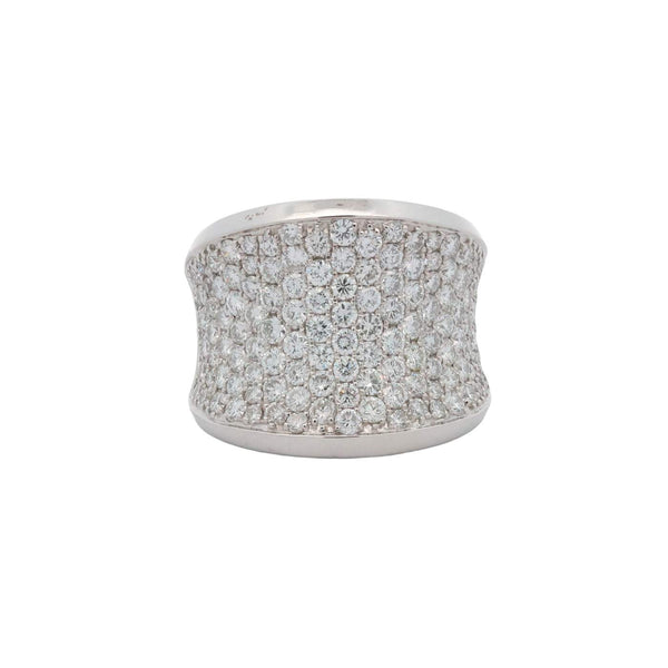18K White Gold 3.00ctw Diamond Concave Pave Diamond Ring,