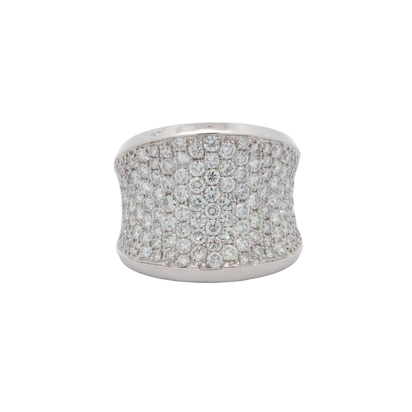 18kt White Gold 3.00ct Pavé Diamond Concave Ring