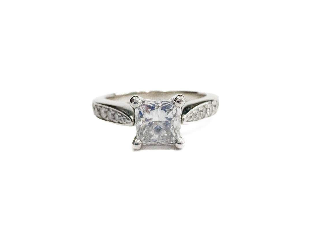 Platinum 0.96ct Princess-Cut Diamond Engagement Ring