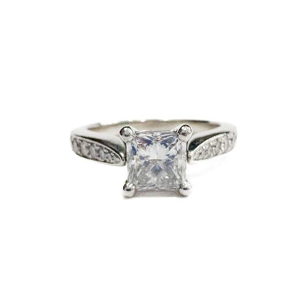 Platinum 0.96ct Princess-Cut Diamond Engagement Ring