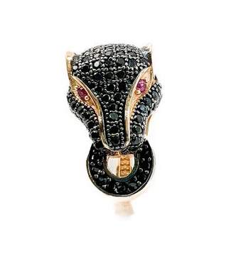 Guaiyar 14kt Rose Gold Black Diamond and Ruby Panther Earrings