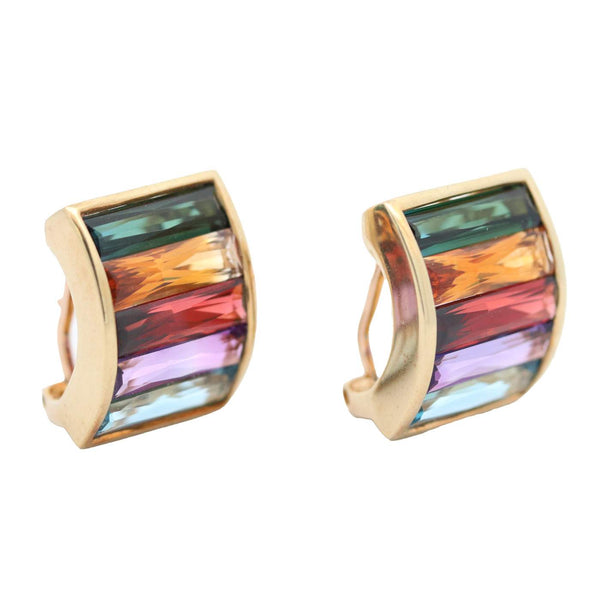 Pre-Owned 18K Rainbow Colored Gemstone Earrings, Designer H Stern