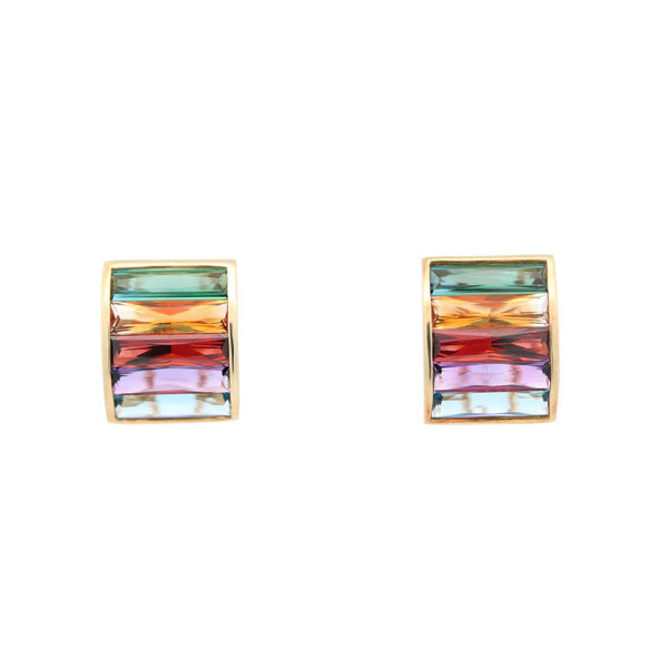 Pre-Owned 18K Rainbow Colored Gemstone Earrings, Designer H Stern