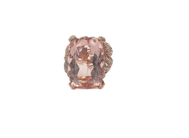 14kt Rose Gold Morganite, Diamond and Pink Sapphire Ring