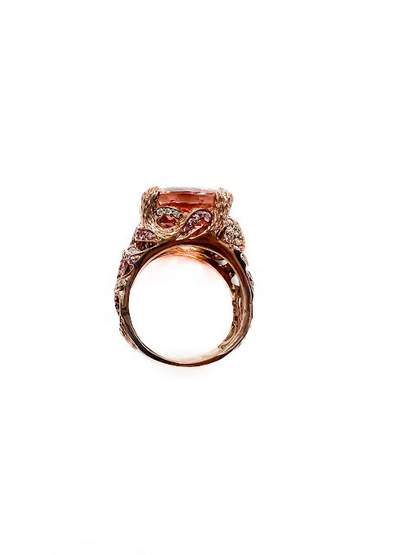 14kt Rose Gold Morganite, Diamond and Pink Sapphire Ring