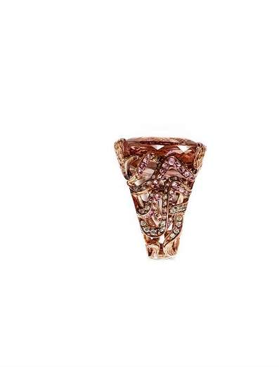 14kt Rose Gold Morganite, Diamond and Pink Sapphire Ring