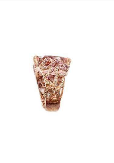 14kt Rose Gold Morganite, Diamond and Pink Sapphire Ring