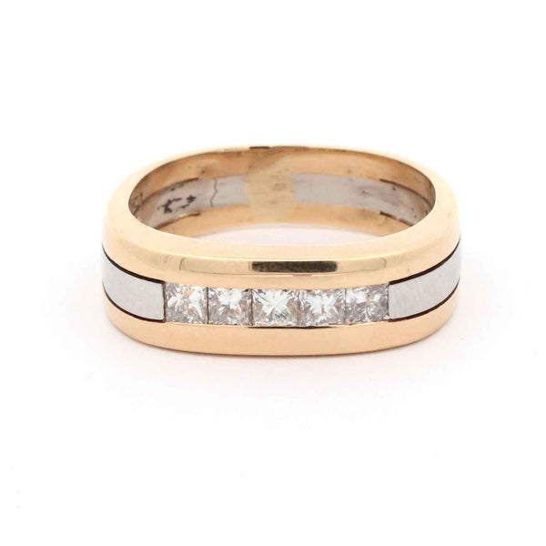 18kt Two-Tone Gold 0.75ct Princess-Cut Diamond Band
