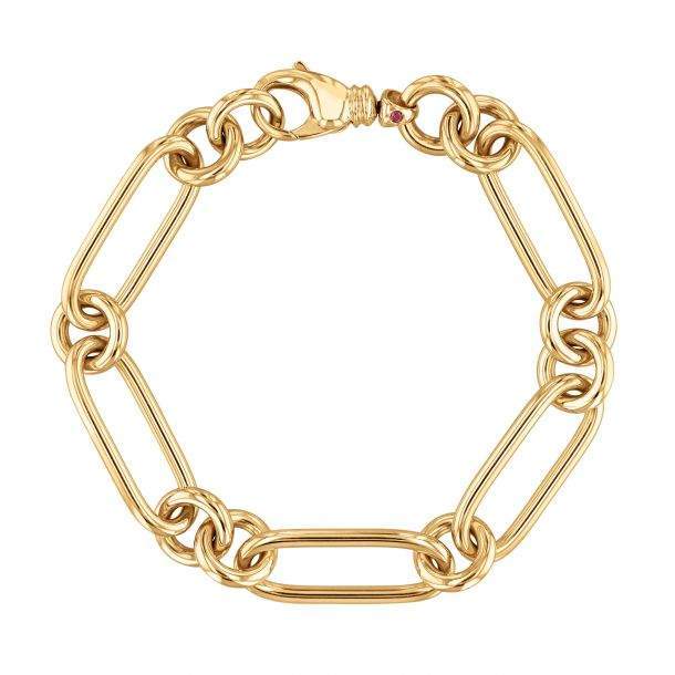 Roberto Coin Designer Gold Classic Bold Alternating Link Bracelet