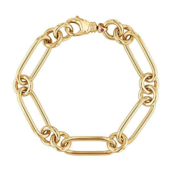 Roberto Coin Designer Gold Classic Bold Alternating Link Bracelet