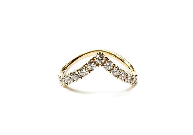 14K Yellow Gold ~.51ctw Diamond Chevron Ring