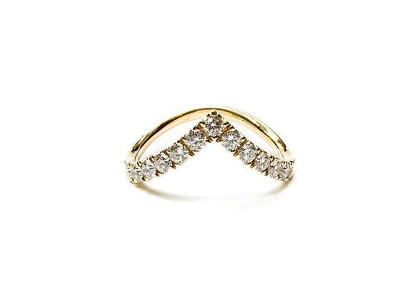 14K Yellow Gold ~.51ctw Diamond Chevron Ring Provident Jewelery