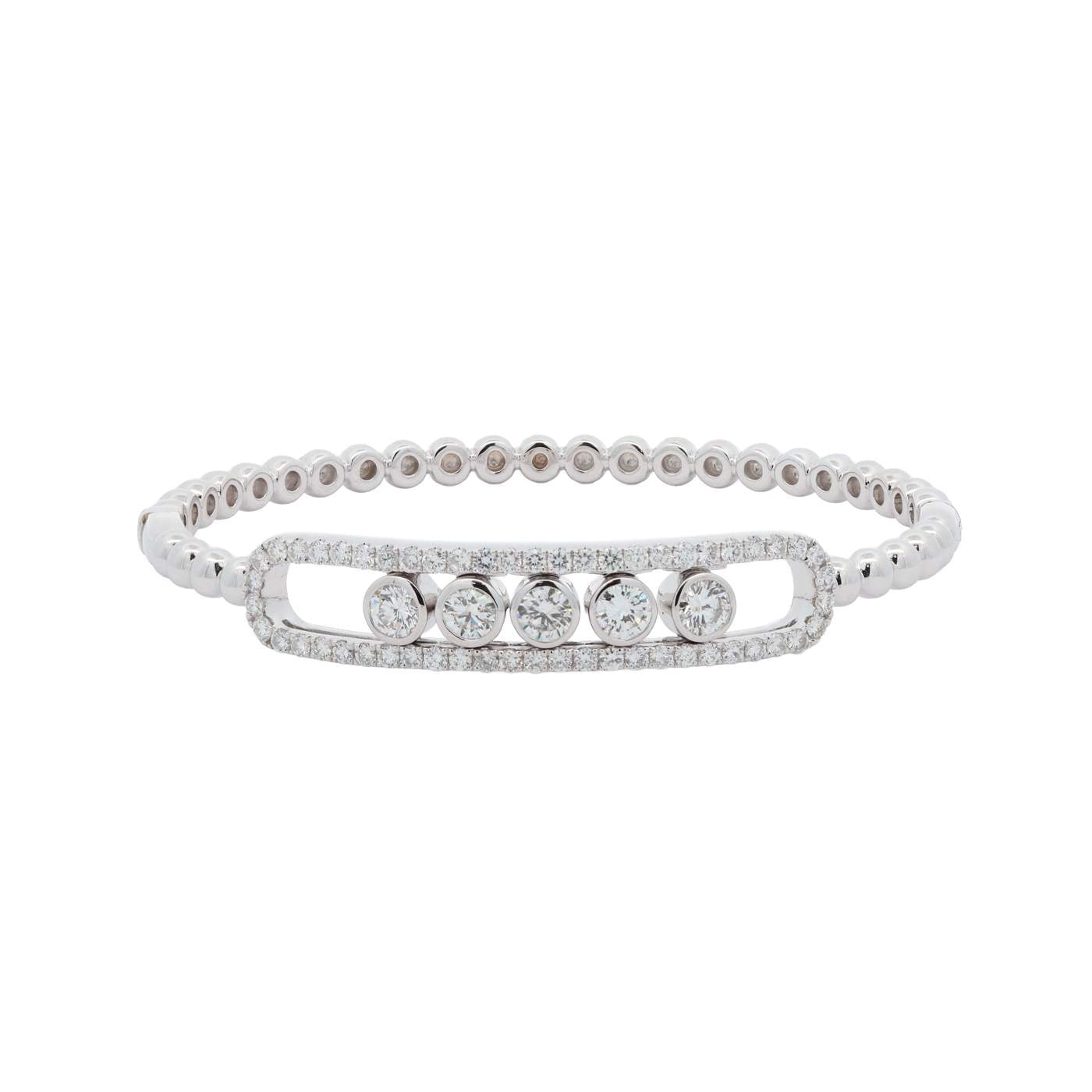 18kt White Gold Diamond Ball Link Bracelet