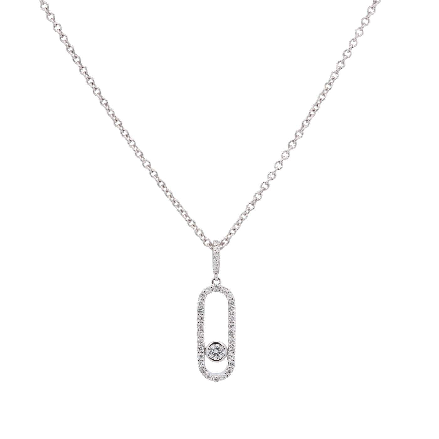 18K White Gold Diamond Slide Necklace 17" 34 Dia = ~0.70ctw Provident Jewelery