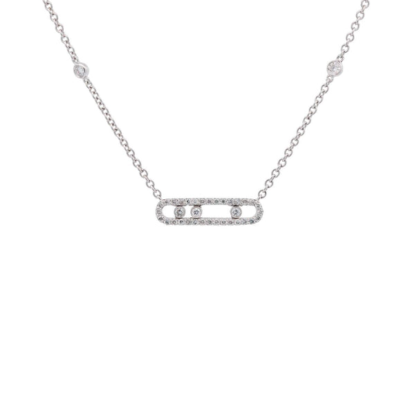 18K Yellow Gold Diamond 3 Slide Oval Necklace With 2 Diamond Station 18" 37 Dia = ~0.40ctw