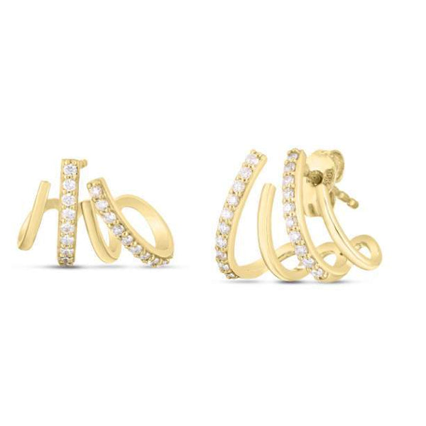Roberto Coin 18K Yellow Gold ~0.38 Ctw Diamond Climber Earrings
