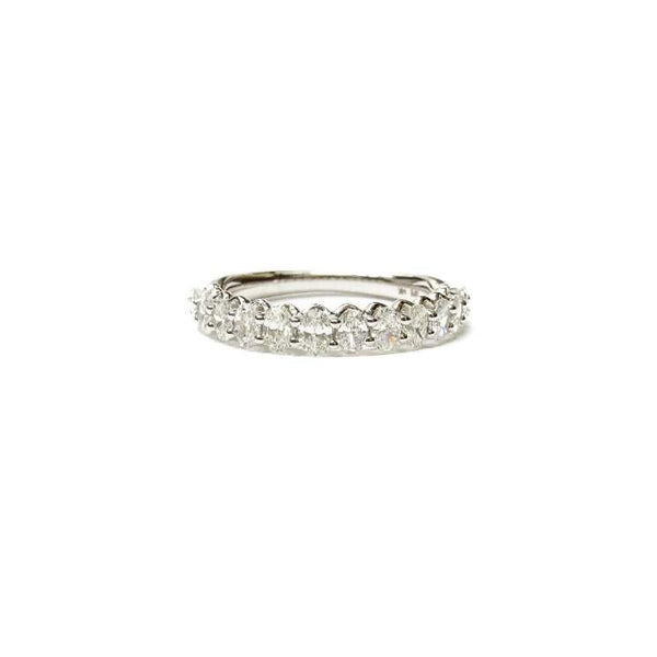 14kt White Gold Oval Diamond Band