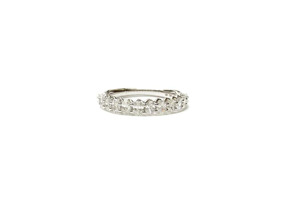 14kt White Gold Oval Diamond Band