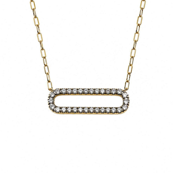 14kt Yellow Gold Diamond Oval Paperclip Necklace