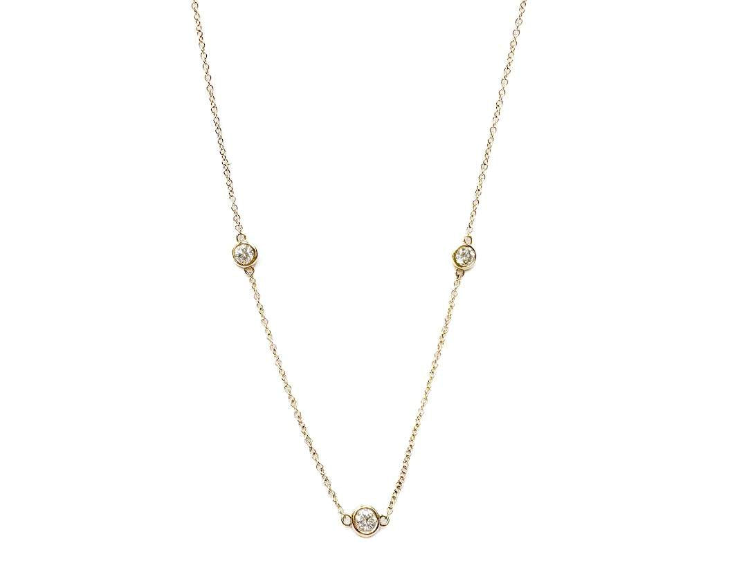 14K Yellow Gold ~1.00ctw Diamond By The Inch 10 Station Necklace .  18"/16" Chain Provident Jewelery
