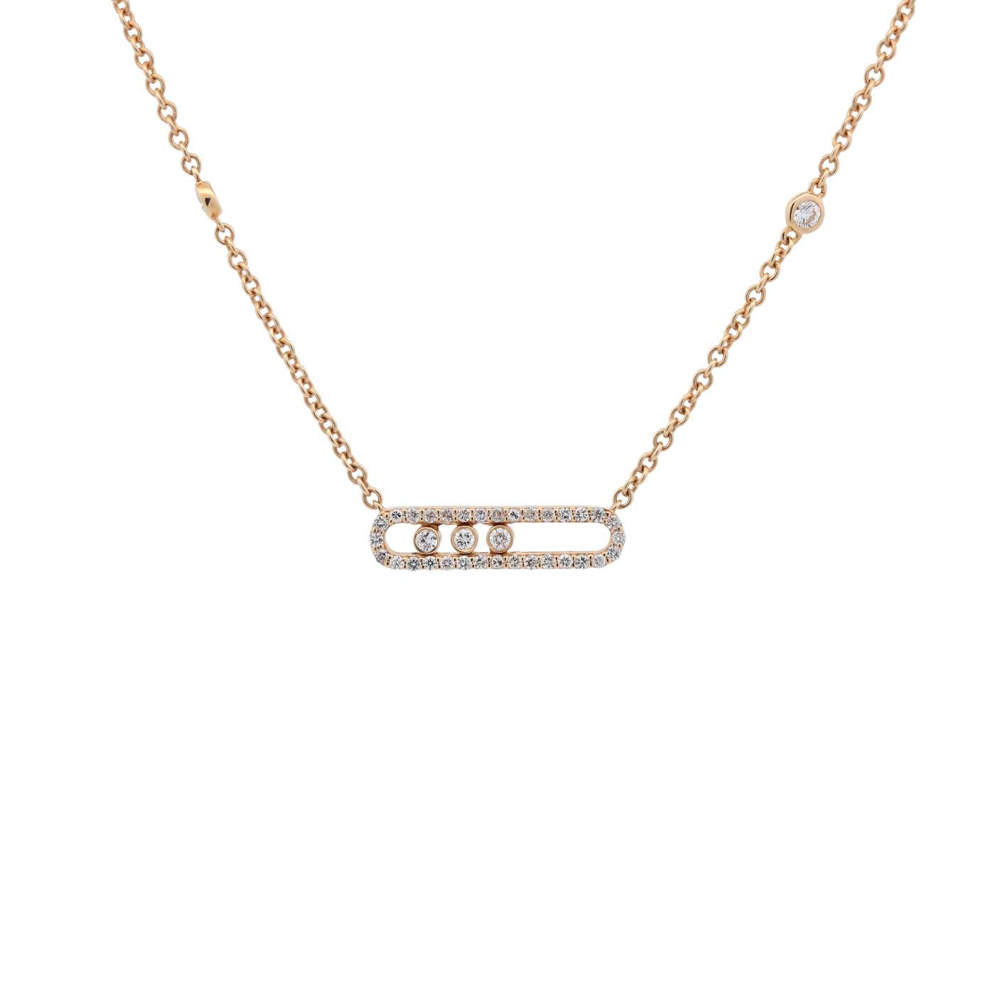 18K Yellow Gold Slide Necklace 3 Sliding Diamonds Dia = ~0.40ctw Provident Jewelery