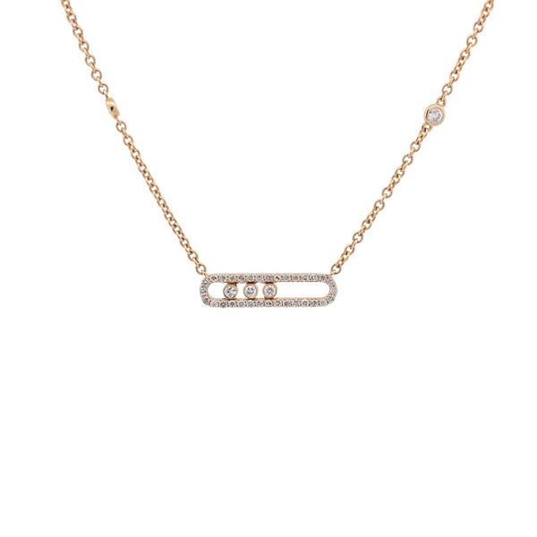 18K Yellow Gold Slide Necklace 3 Sliding Diamonds Dia = ~0.40ctw